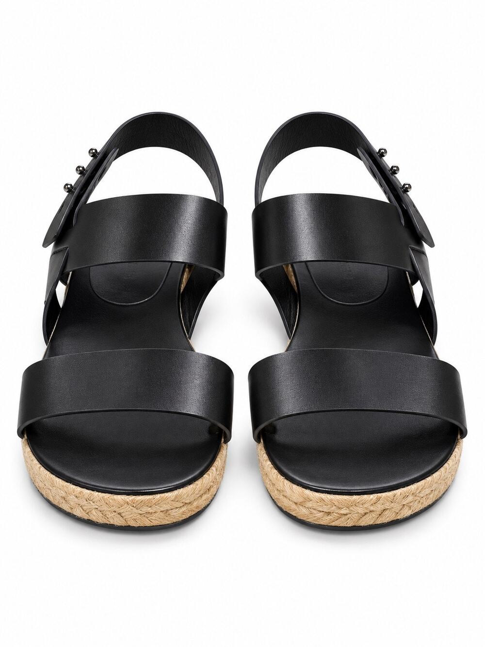 Jenni Kayne Sunday Leather Espadrille Sandals Black Italy Size 37